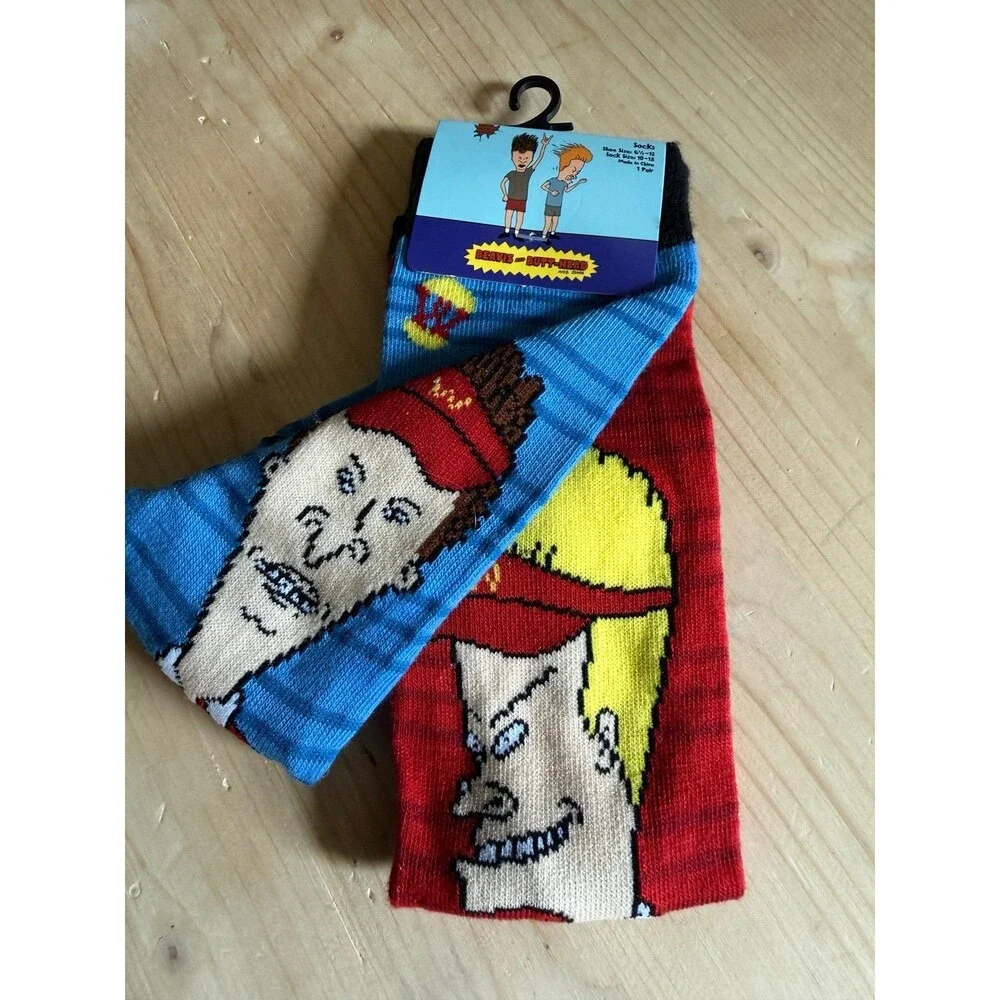 Beavis and Butthead Blue Crew Socks